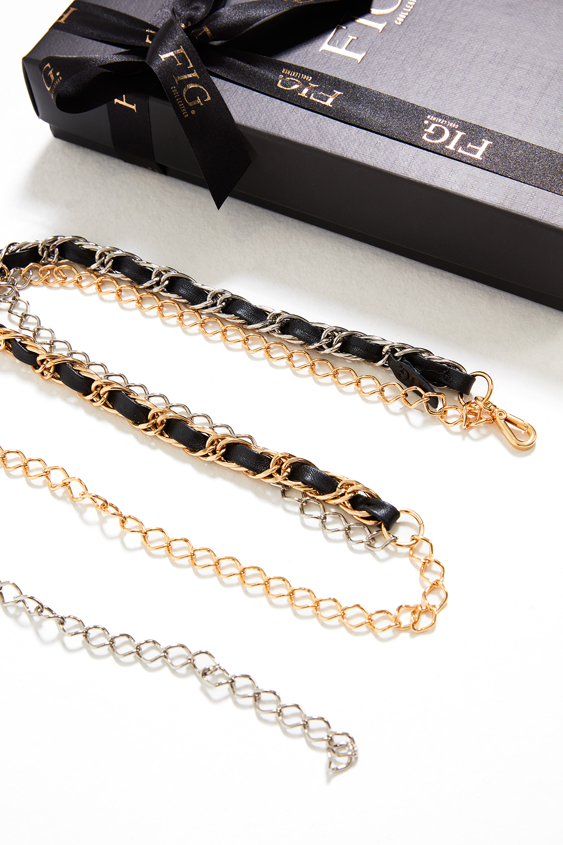 Cinto de Corrente e Couro Chain