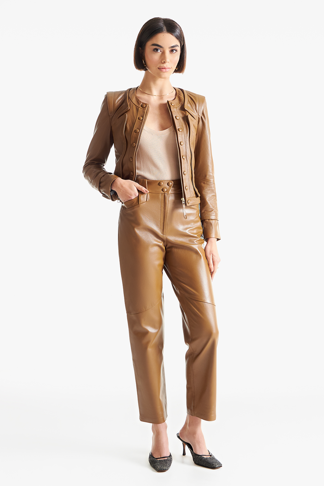 Calça de Couro Legítimo Briana Citrino
