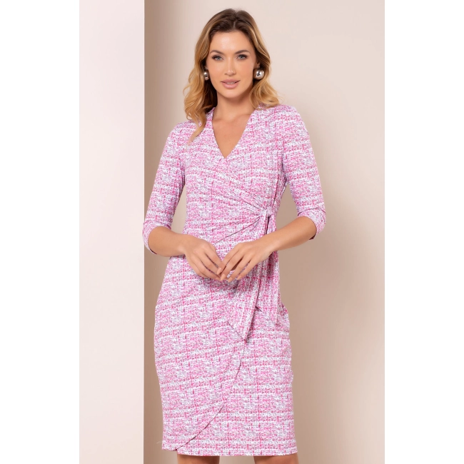 Vestido Wrap Tweed Rosa (ref 5518)
