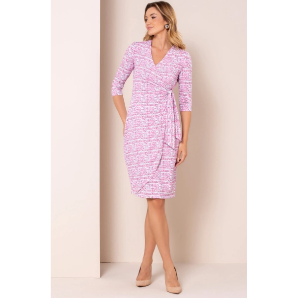 Vestido Wrap Tweed Rosa (ref 5518) Vestido Wrap Tweed Rosa (ref 5518)
