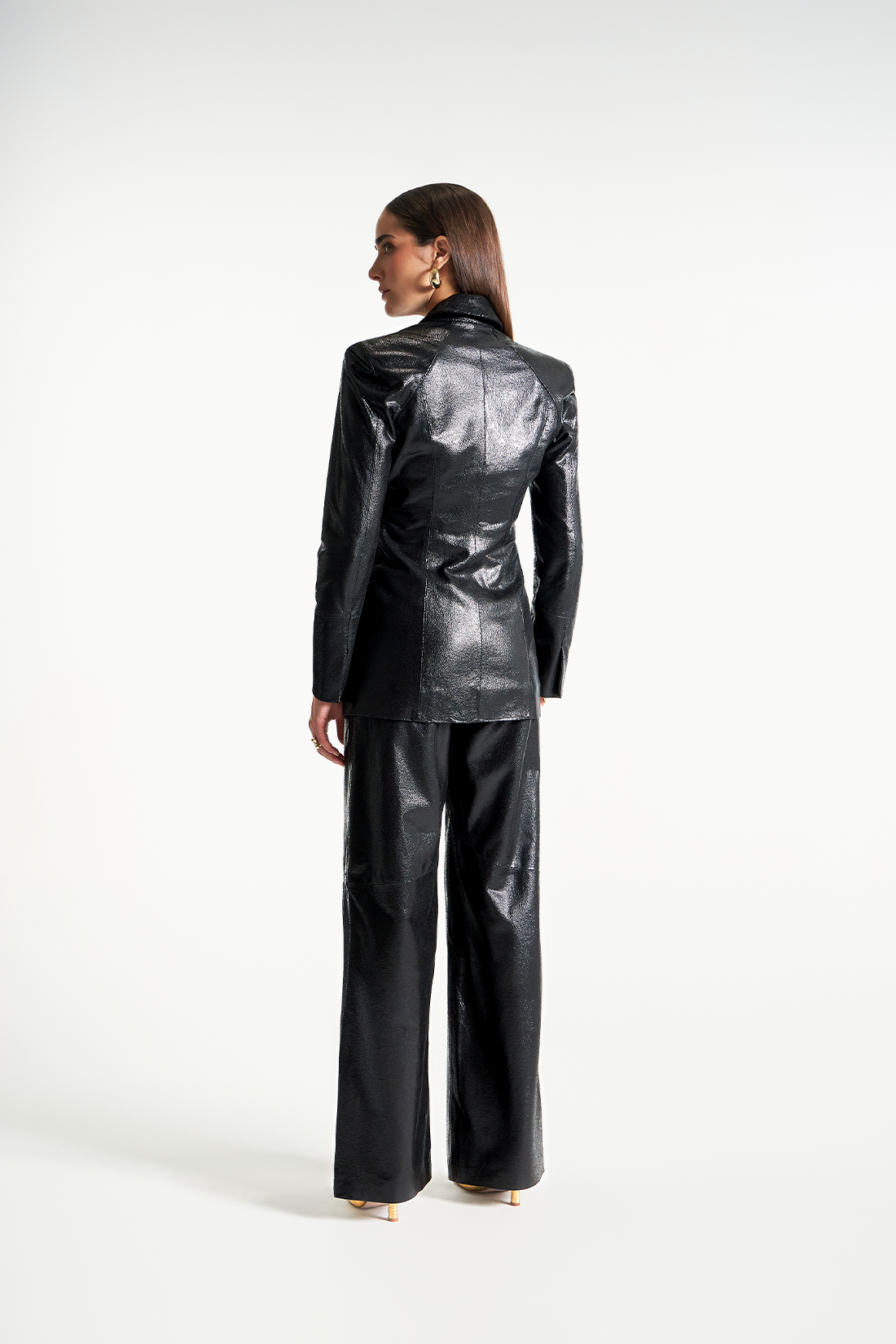 Calça de Couro Legítimo Dallas Preto Gretado